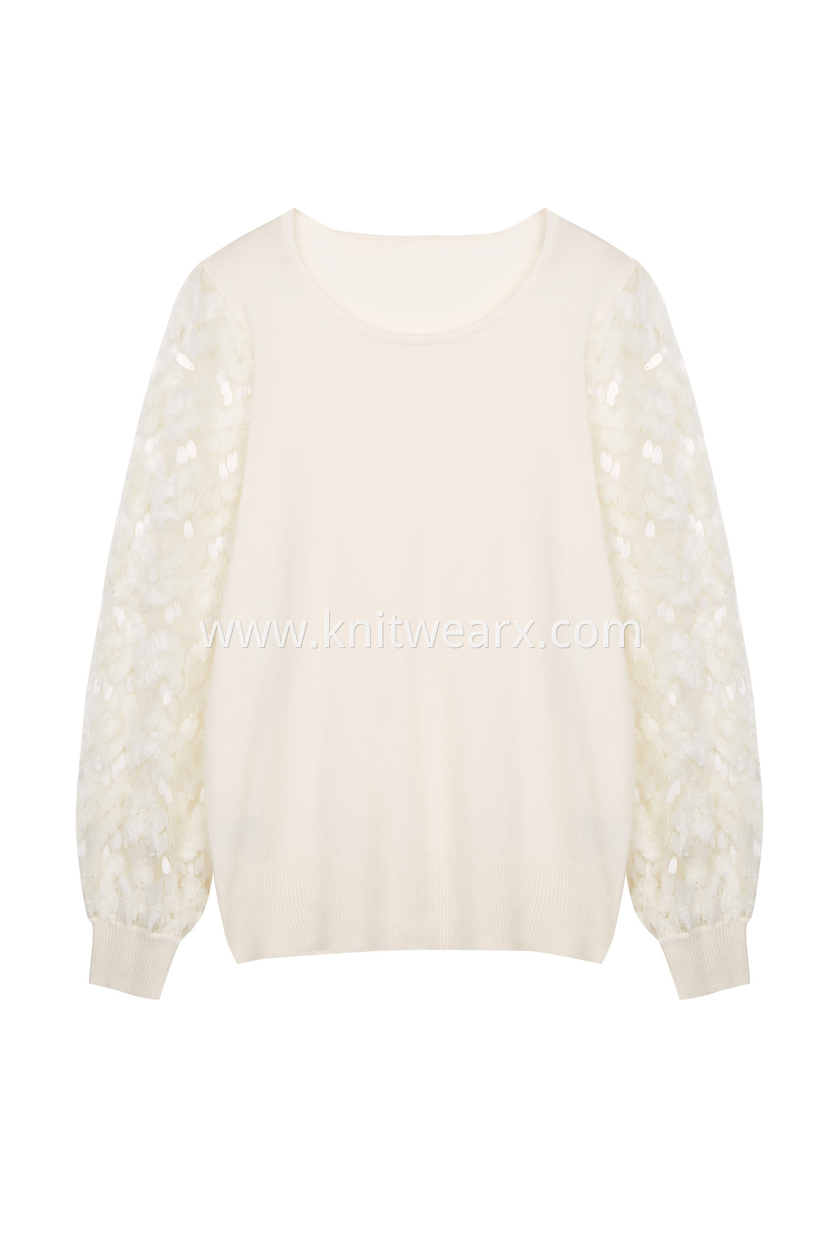 Women‘s Sequin Glitter Long Sleeve Crew neck Knitted Pullover